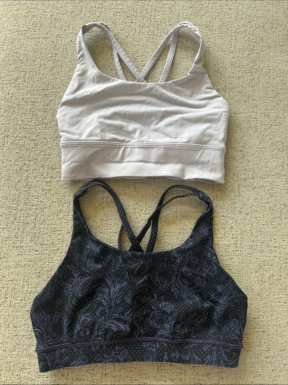 lululemon athletica Dual Strappy Sports Bras - White & Black Paisley